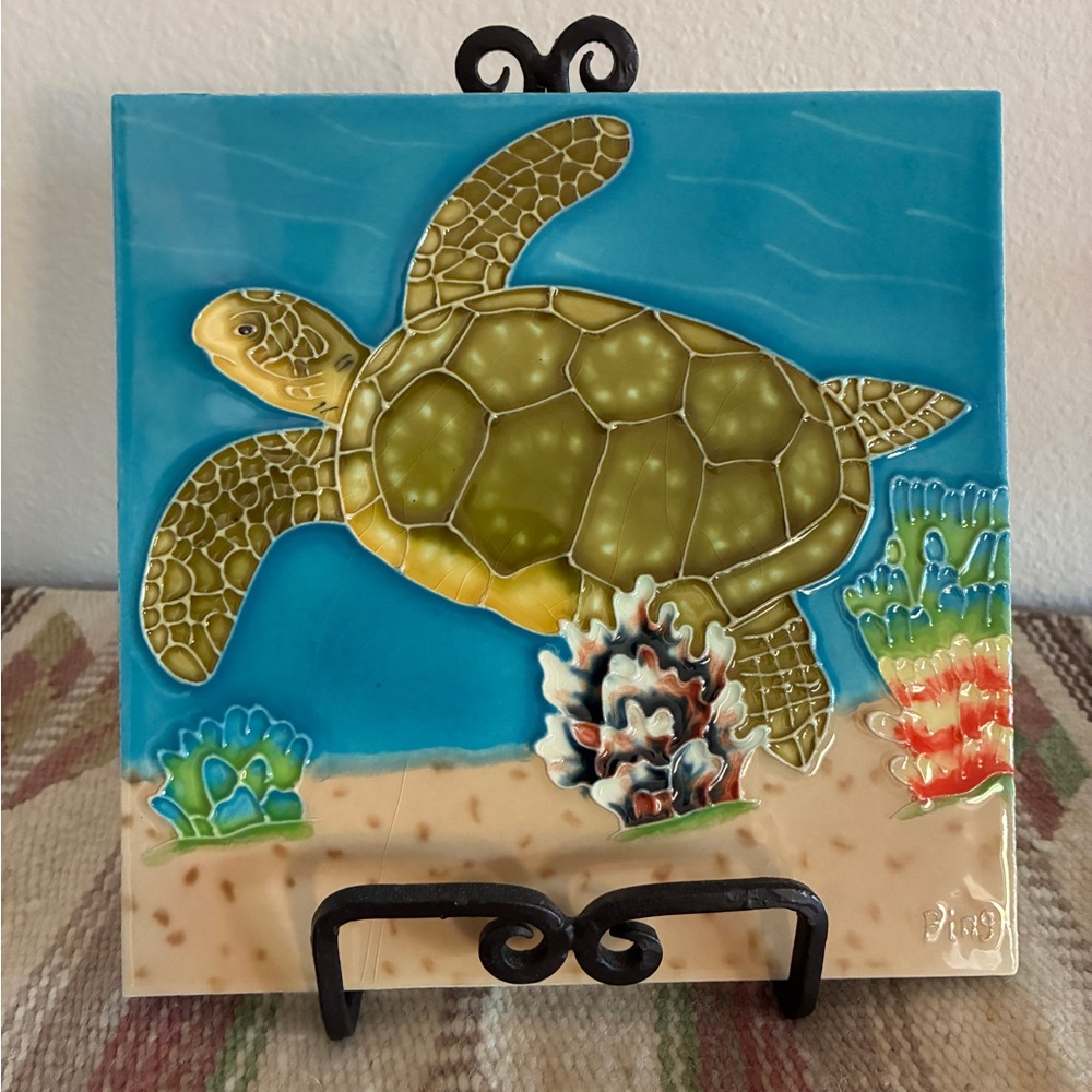 Sea Turtle Ceramic Art Tile